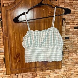 Y2K American Eagle gingham rouched crop tank top size XS